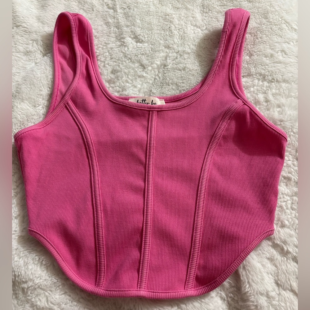 Pink ribbed crop top
